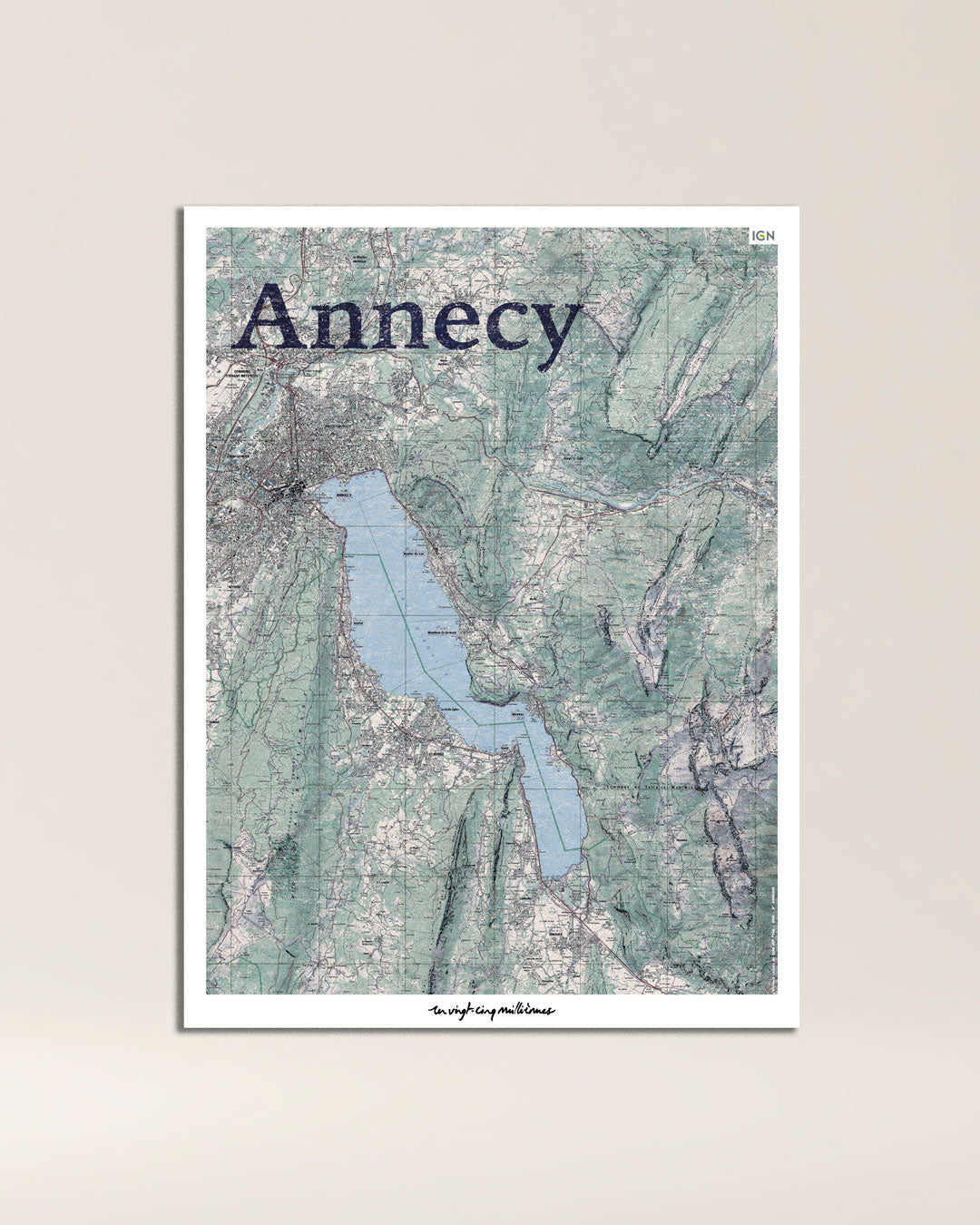 tableau Annecy graphique IGN toile aluminium
