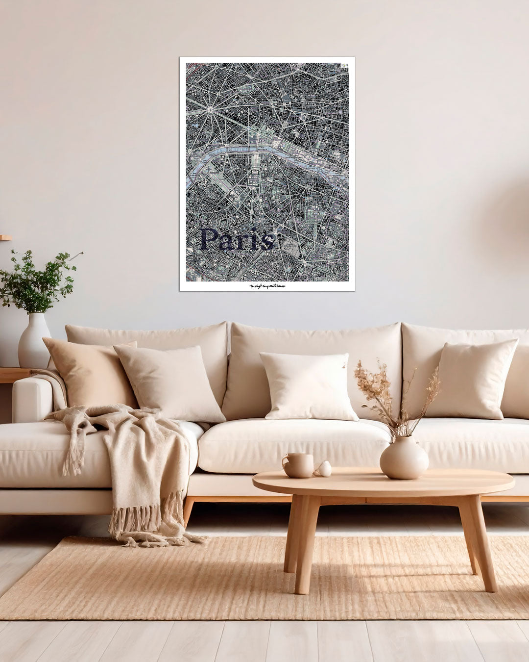 Affiche Paris graphique IGN toile aluminium