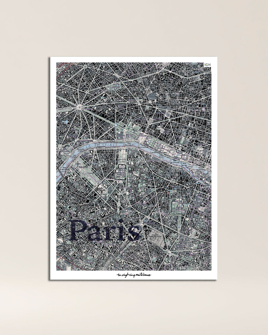 tableau Paris graphique IGN toile aluminium