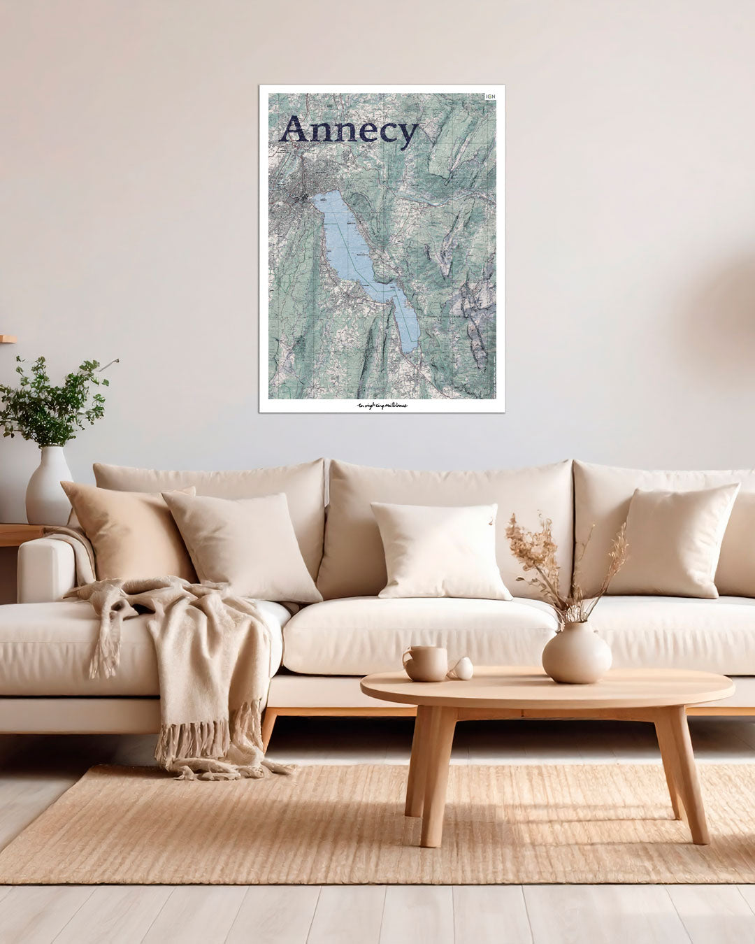 Affiche Annecy graphique IGN toile aluminium