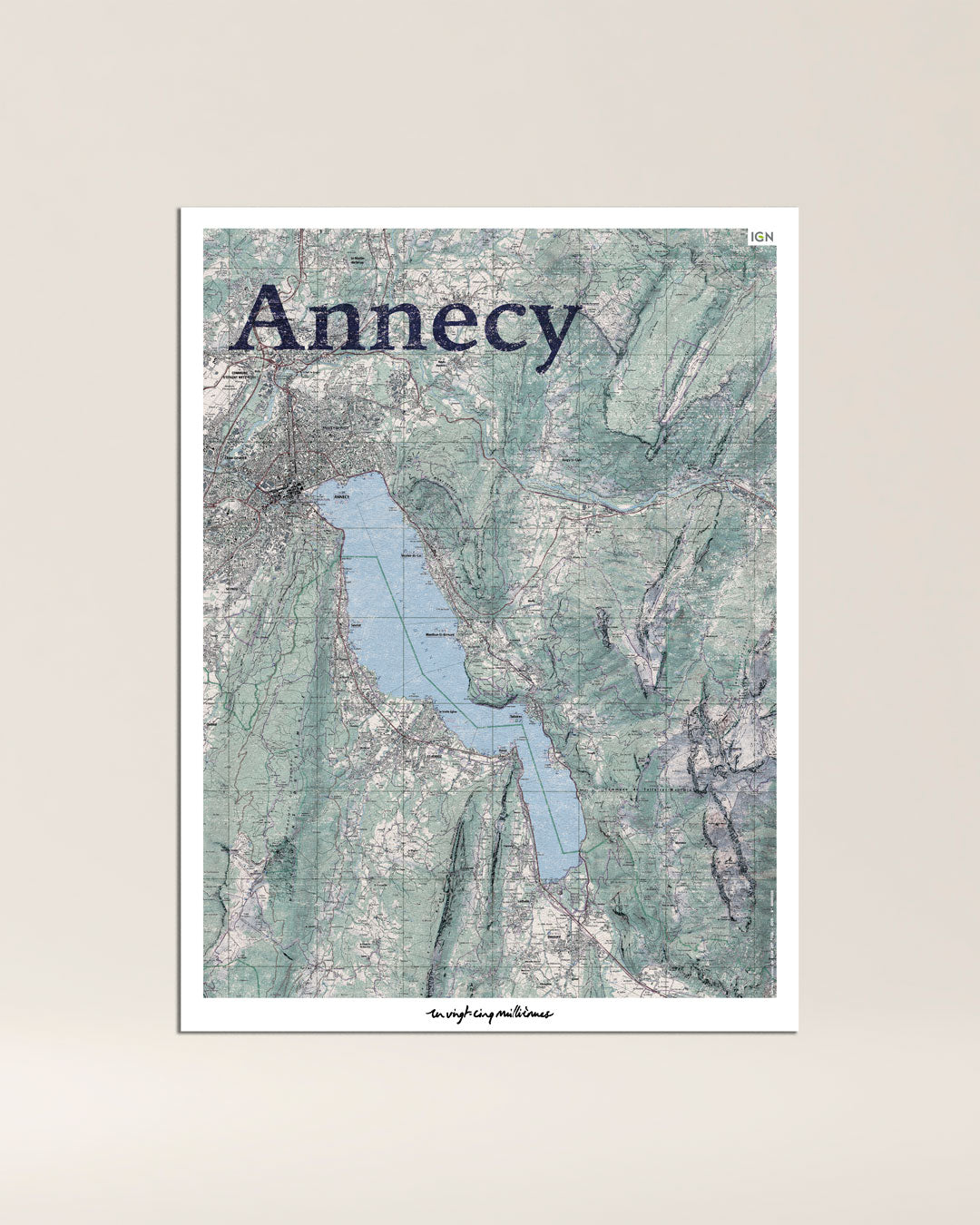 decoration tableau Annecy graphique IGN toile aluminium cadeau