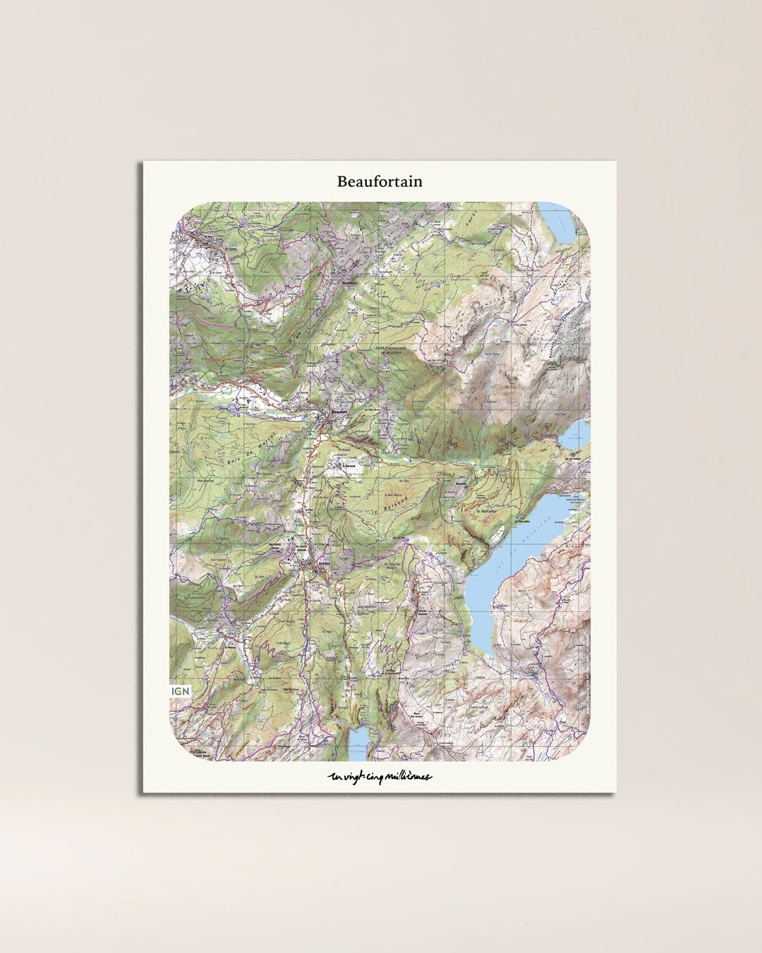 Tableau Beaufortain classique IGN toile aluminium