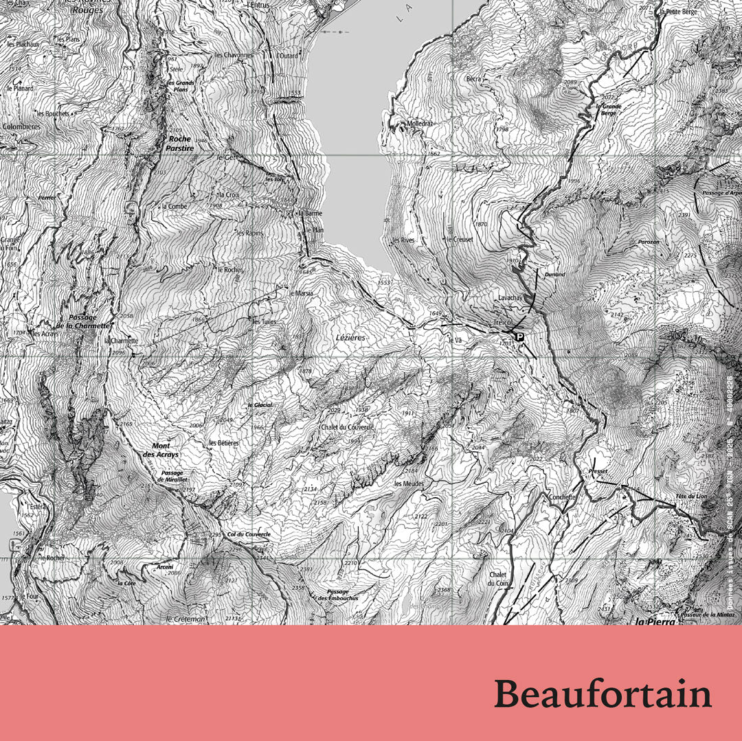 decoration Beaufortain noir et blanc IGN toile aluminium cadeau