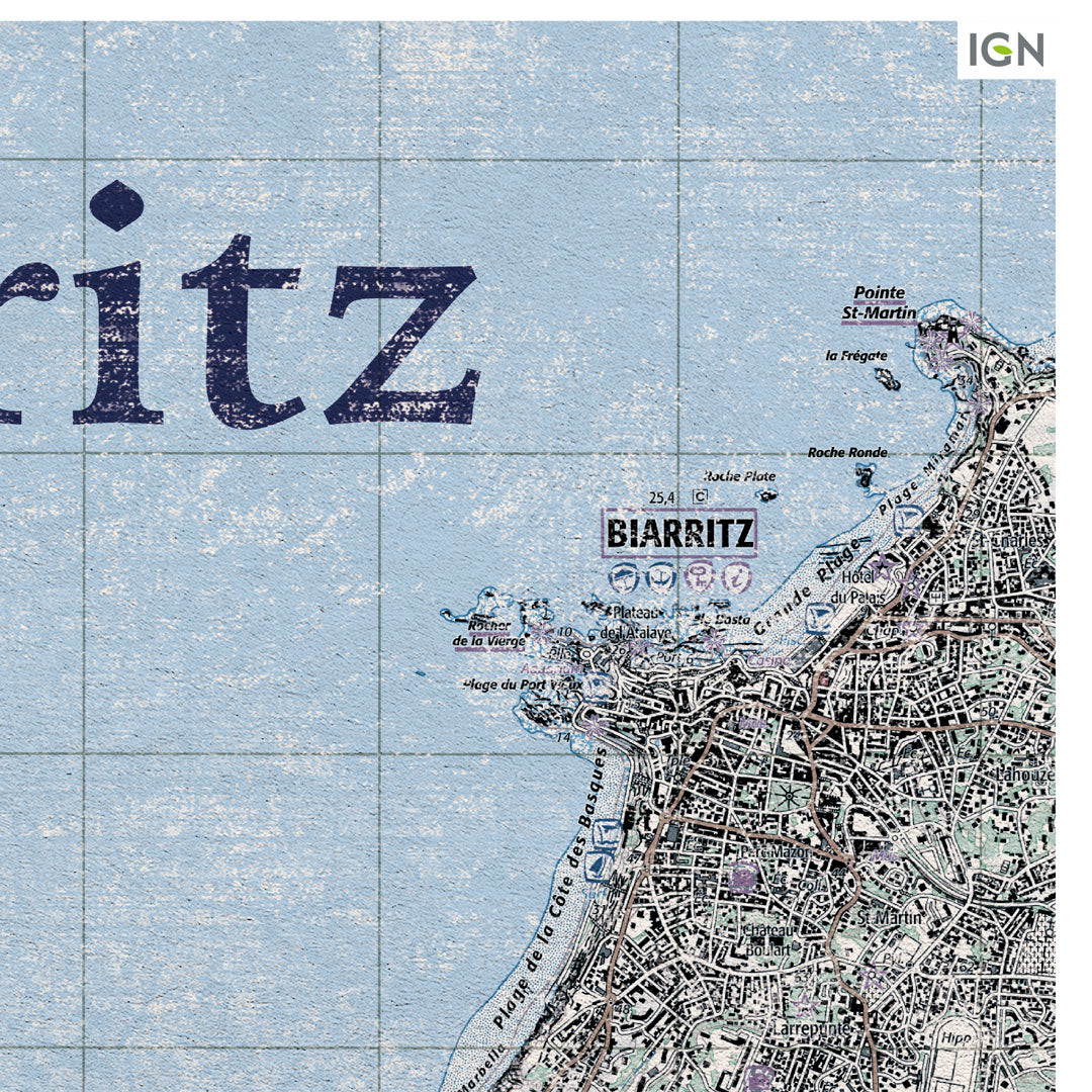 decoration biarritz graphique IGN toile aluminium cadeau