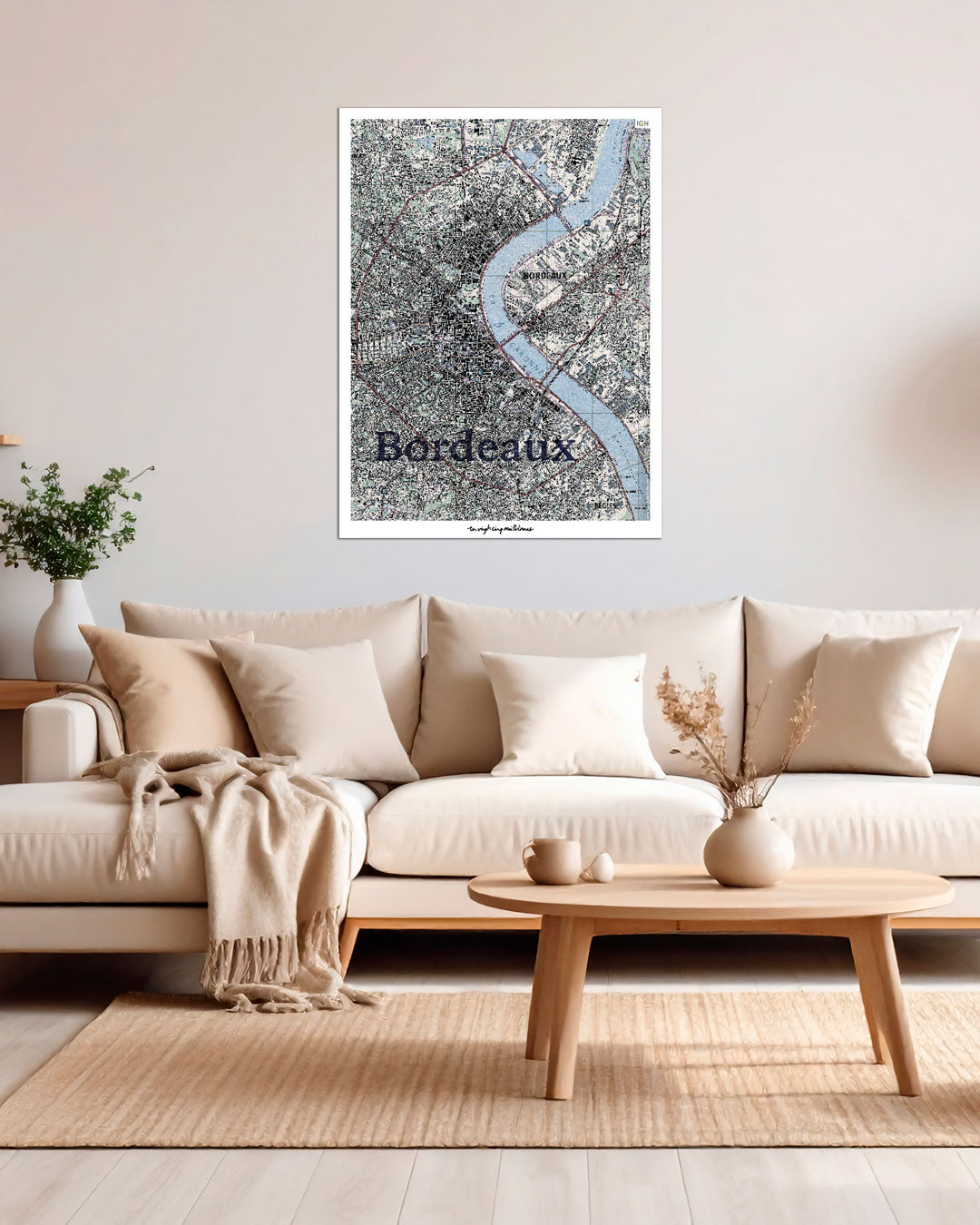 Poster bordeaux graphique IGN toile aluminium