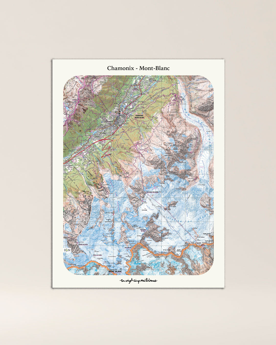 tableau Chamonix classique IGN toile aluminium
