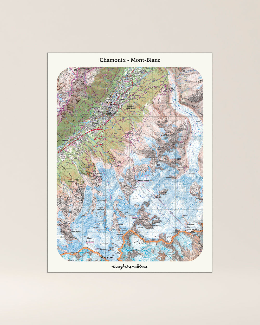 tableau decoration chamonix classique IGN toile aluminium cadeau