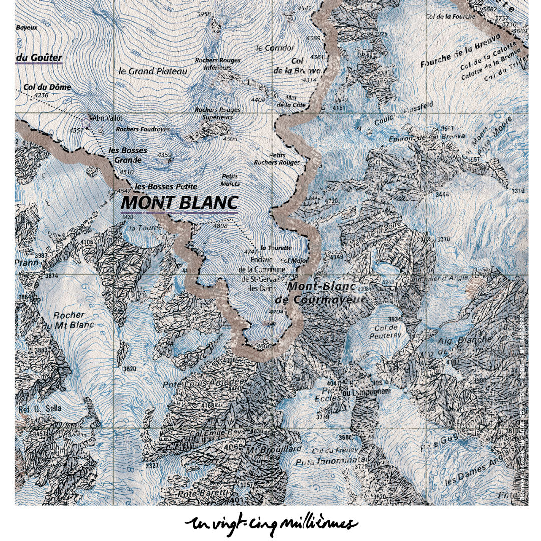 decoration chamonix graphique vertical IGN toile aluminium cadeau