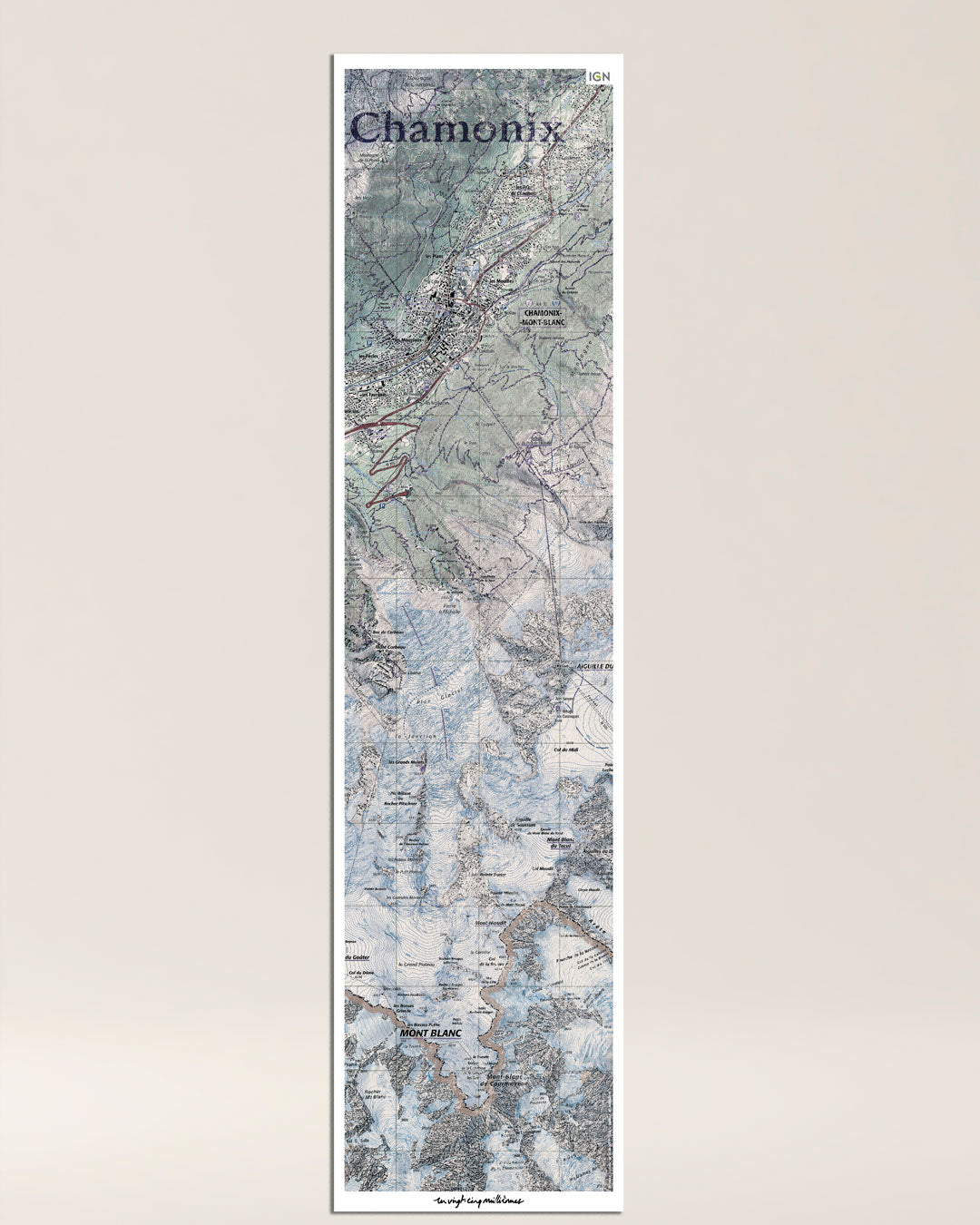 decoration tableau chamonix graphique vertical IGN toile aluminium moderne cadeau