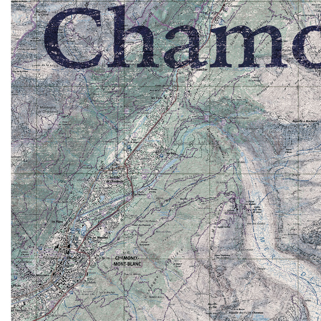 decoration chamonix graphique IGN toile aluminium cadeau