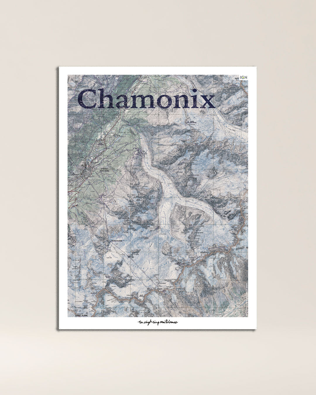 tableau Chamonix graphique IGN toile aluminium
