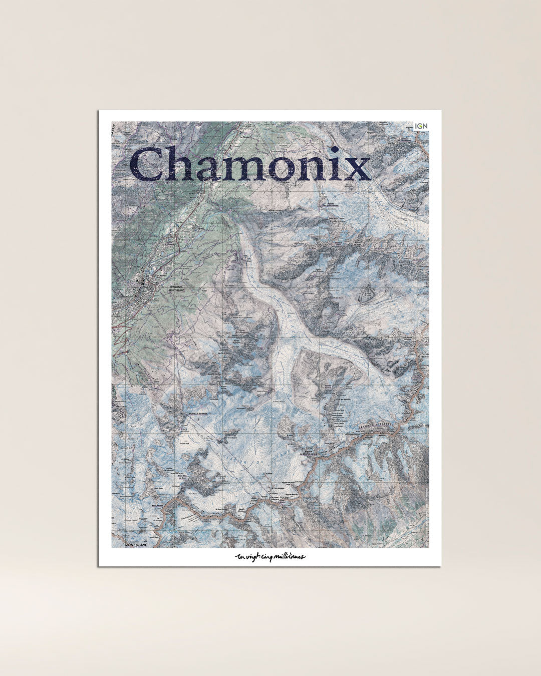 decoration tableau chamonix graphique IGN toile aluminium cadeau