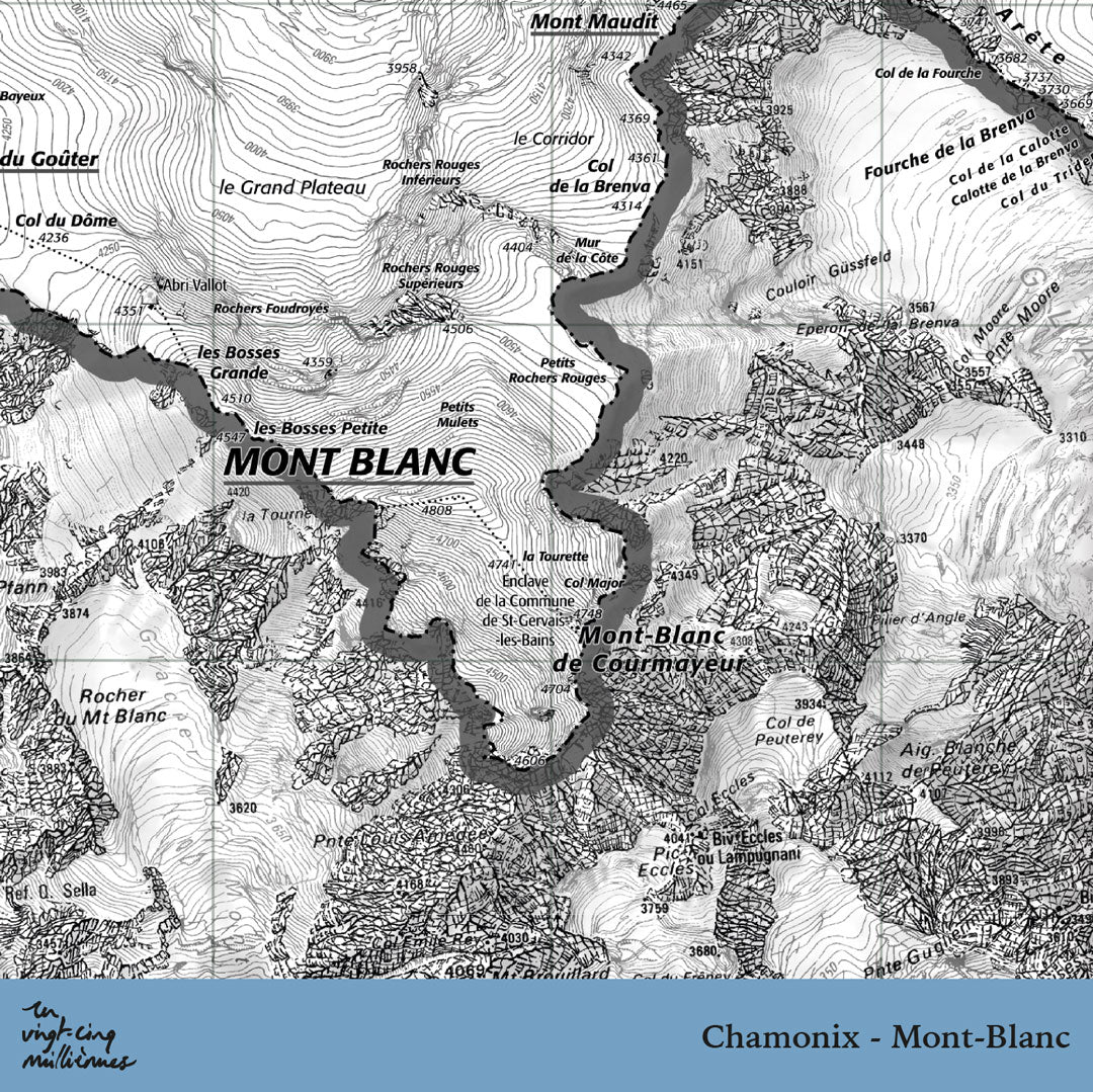 decoration chamonix n&b IGN toile aluminium cadeau