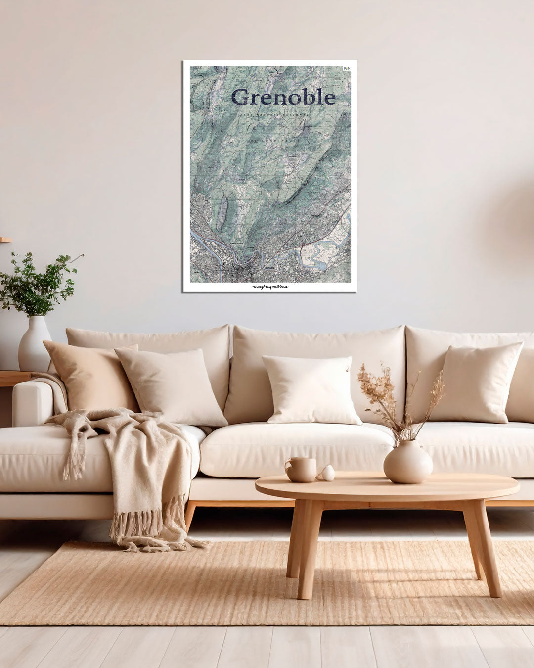 decoration affiche grenoble graphique IGN toile aluminium cadeau