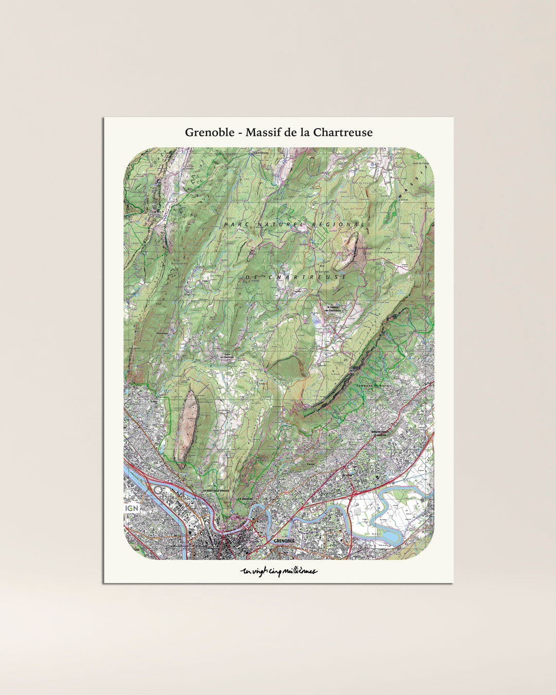 decoration tableau Grenoble classique IGN toile aluminium cadeau