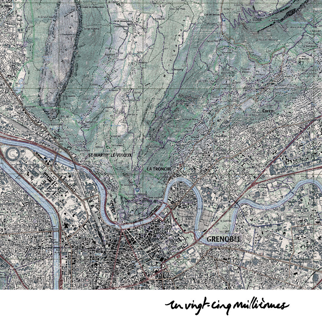 decoration Grenoble graphique IGN toile aluminium cadeau