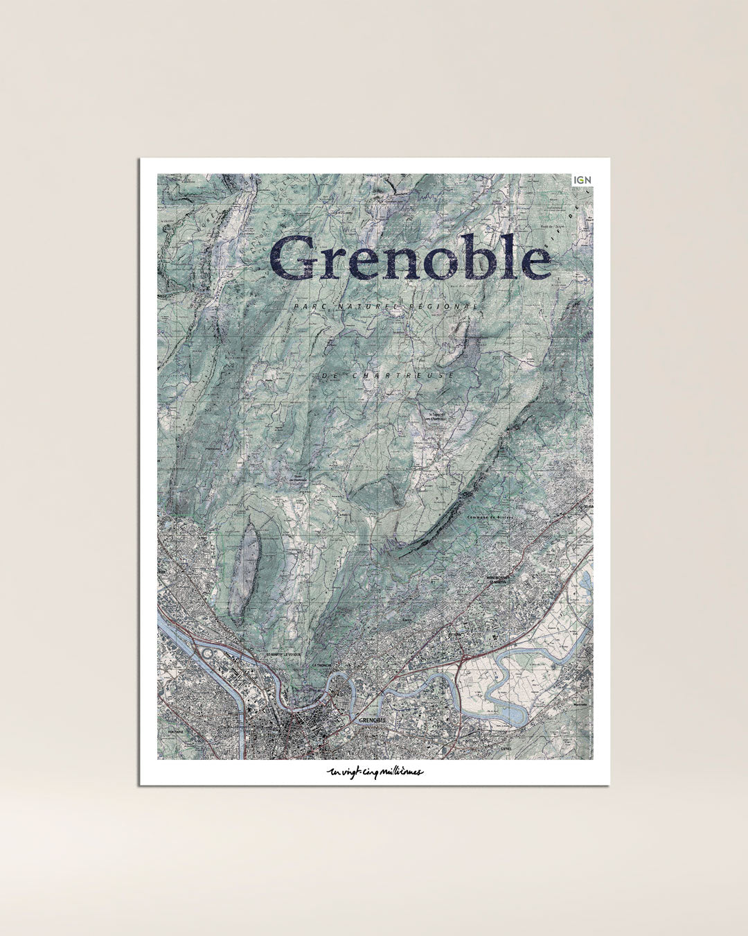 decoration tableau grenoble graphique IGN toile aluminium cadeau