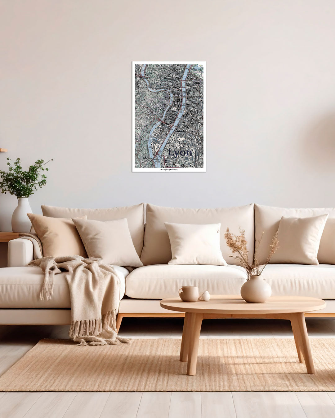 decoration poster Lyon graphique IGN toile aluminium cadeau
