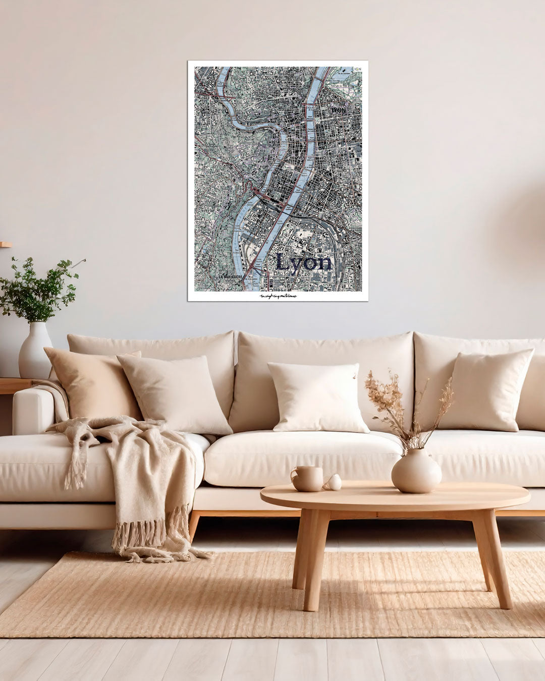 decoration poster Lyon graphique IGN toile aluminium cadeau
