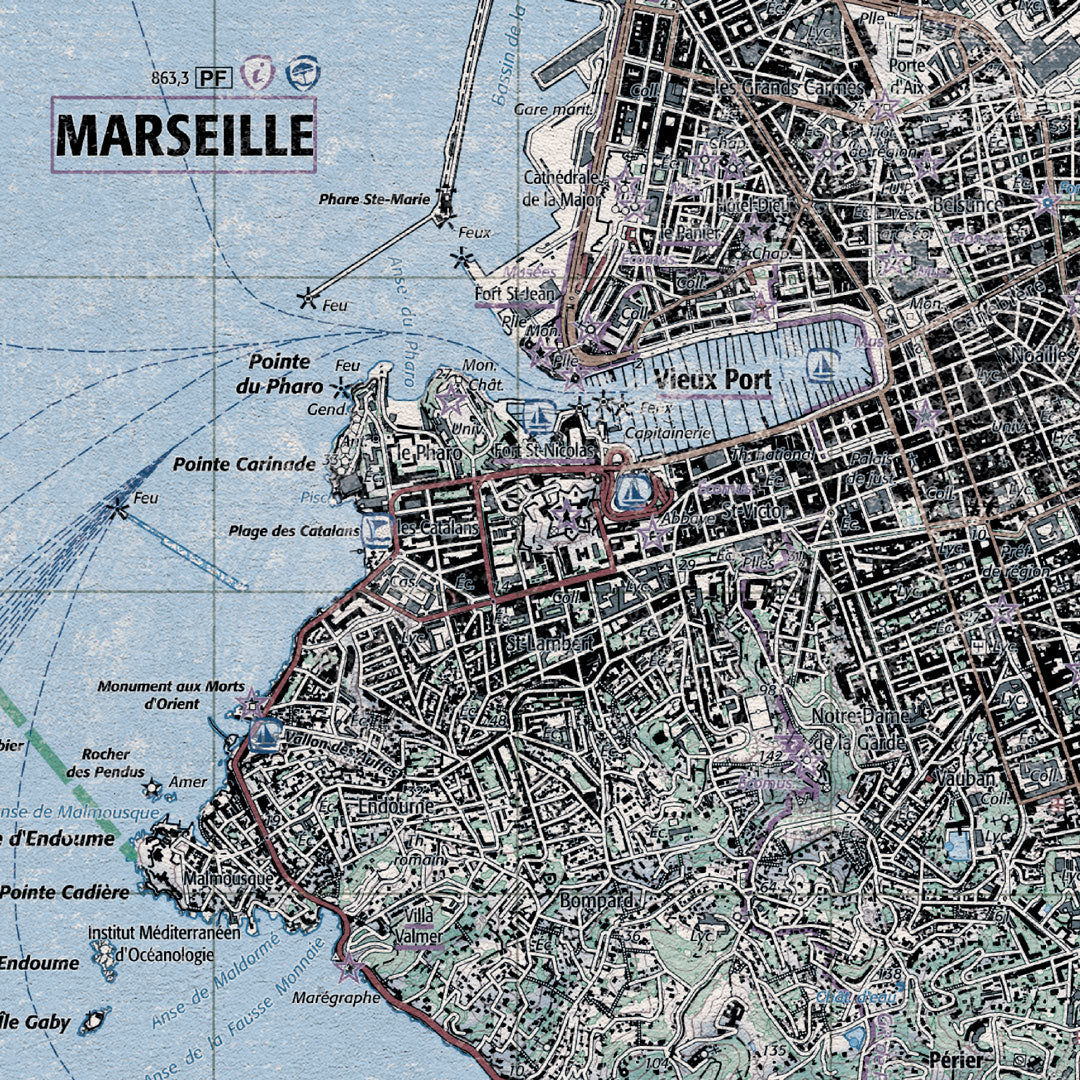 decoration Marseille graphique IGN toile aluminium cadeau