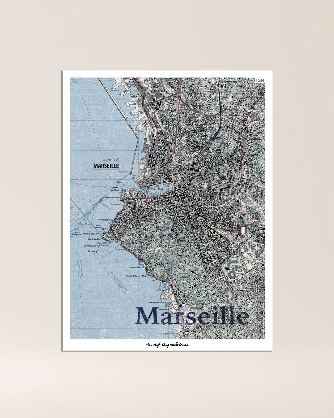 decoration tableau marseille graphique IGN toile aluminium cadeau