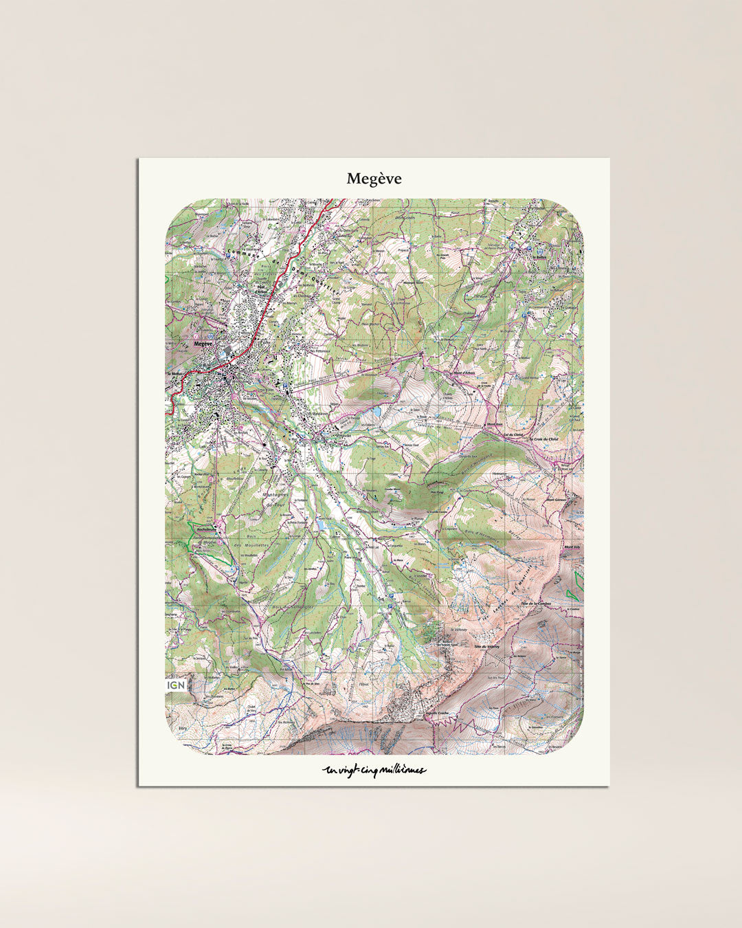 decoration tableau megeve classique IGN toile aluminium cadeau
