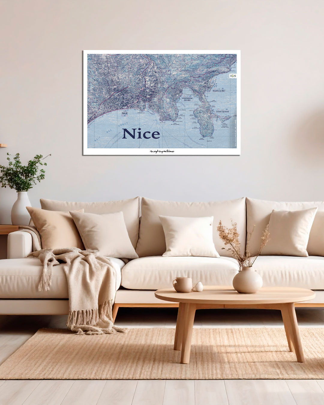 decoration affiche nice cote azur graphique IGN toile aluminium cadeau