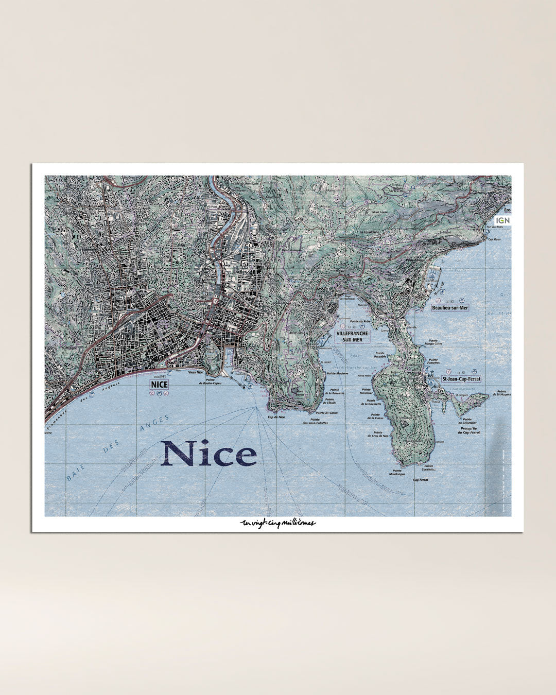 decoration tableau nice graphique IGN toile aluminium cadeau