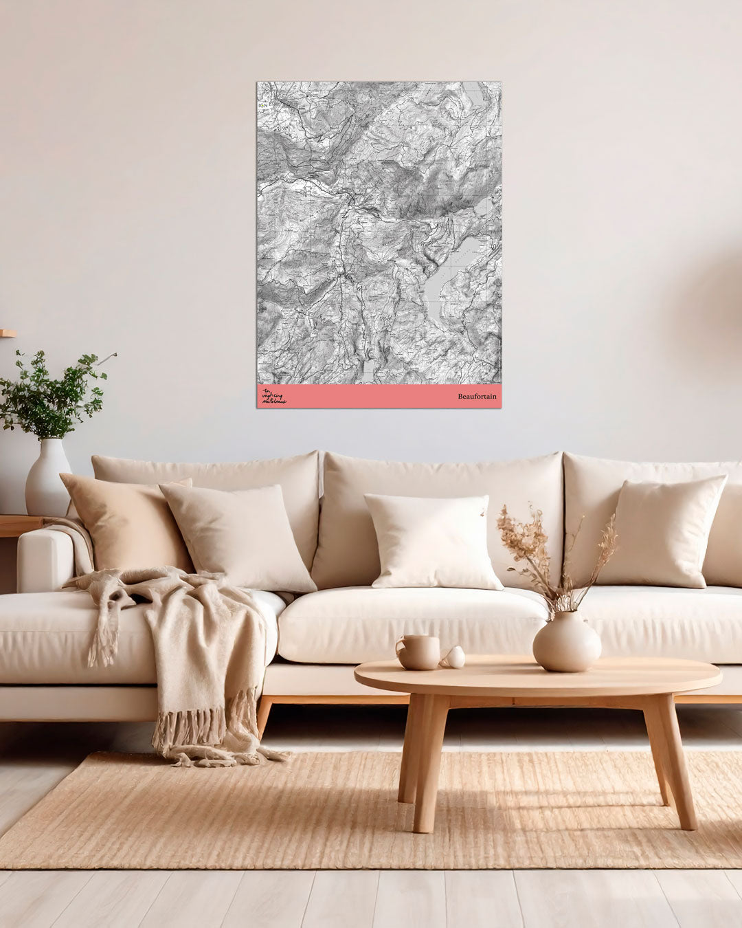 Affiche Beaufortain noir et blanc IGN toile aluminium