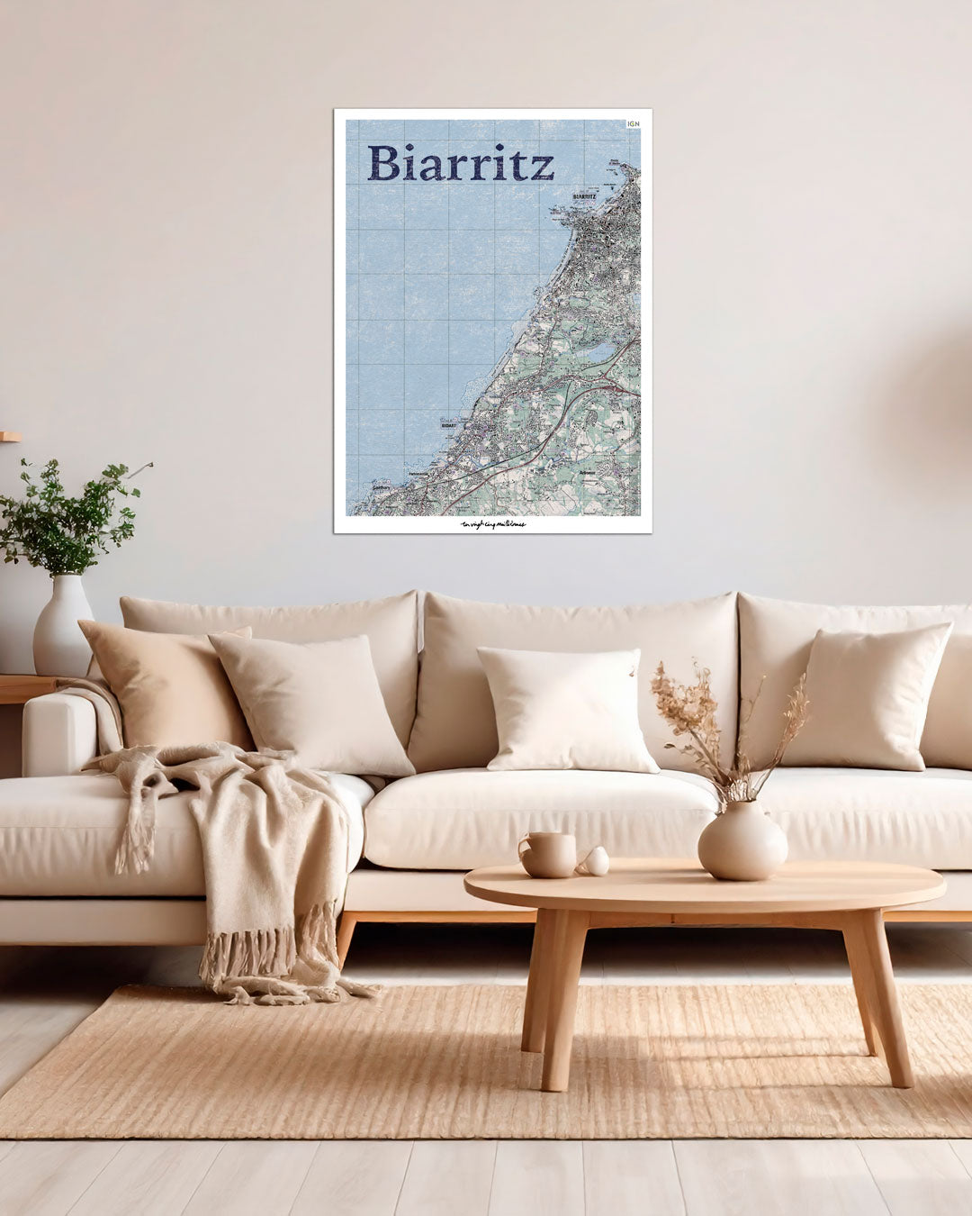 Affiche biarritz graphique IGN toile aluminium