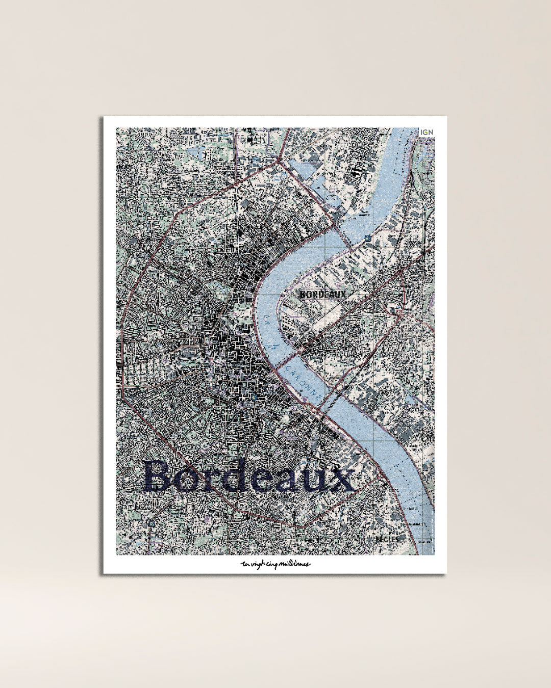 tableau Bordeaux graphique IGN toile aluminium
