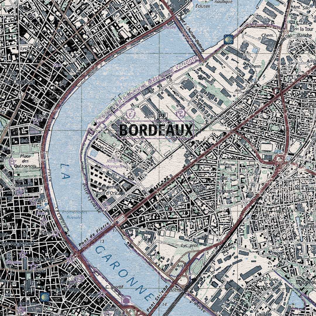 decoration bordeaux graphique IGN toile aluminium detail cadeau cadeau