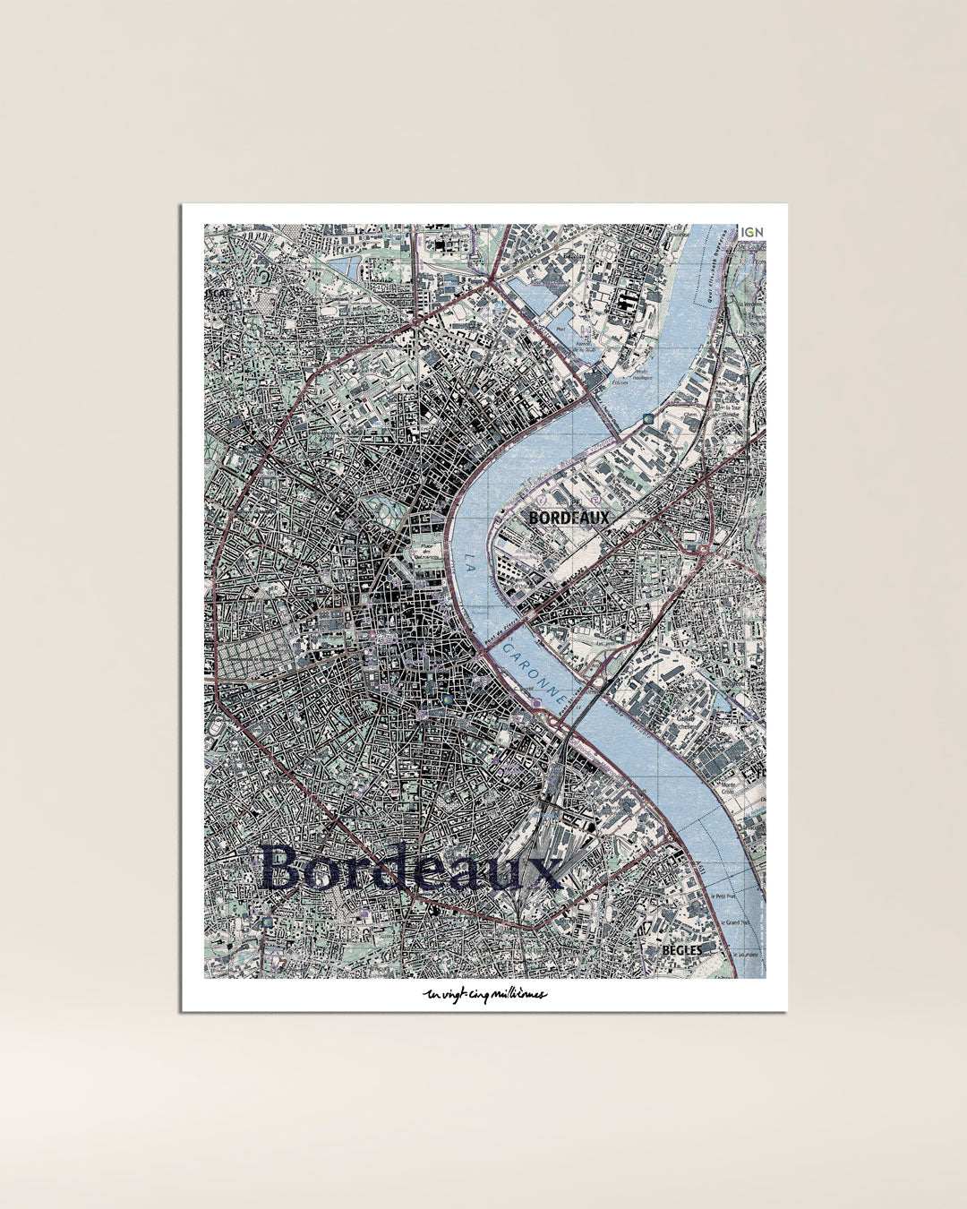 decoration tableau Bordeaux graphique IGN toile aluminium cadeau