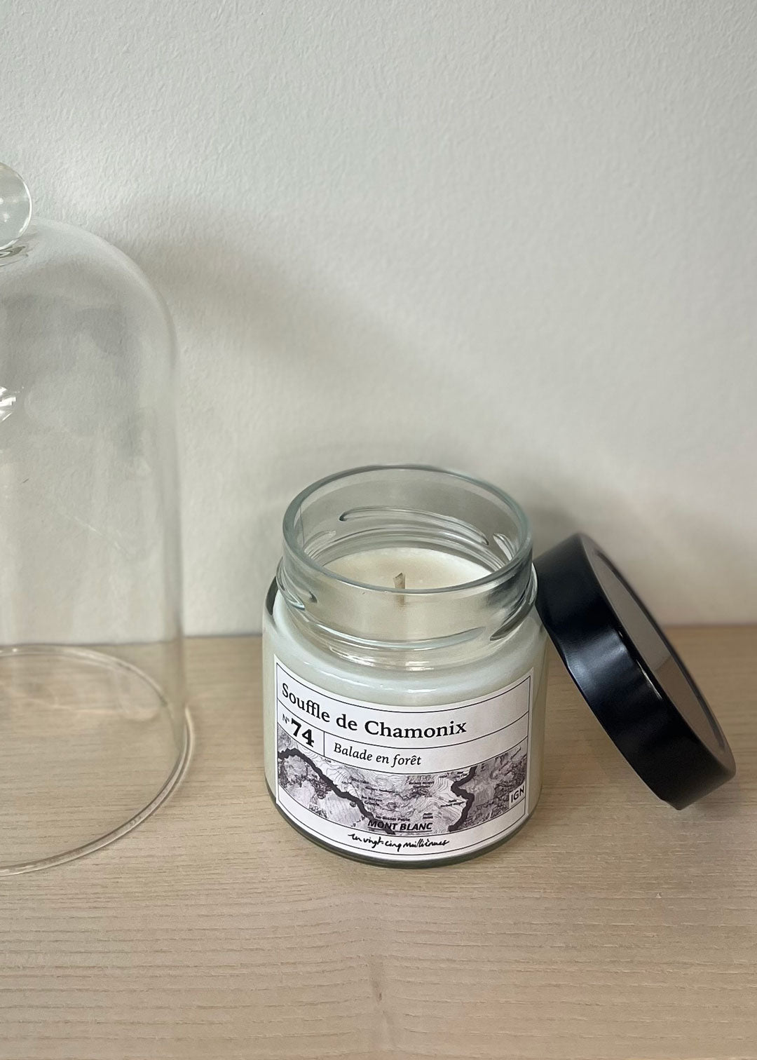 Bougie chamonix IGN artisanale, balade en foret 180gr bio
